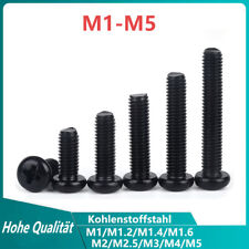 Mikro M1-M5 Linsenschrauben Linsenkopfschraube Kreuzschlitz Schwarz M1.2/1.4/1.6