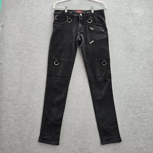Tripp NYC Men Jeans 28 Black Skinny Biker Zipper Goth Grunge READ - Picture 1 of 13