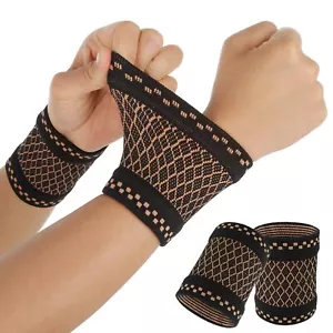 Copper Wrist Compression Sleeve Compression Wrist Brace Wrist Support Wrap Im... - Picture 1 of 7