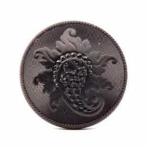 Grande 31 mm antico ceco nero floreale pizzo cappello top perla di vetro - Foto 1 di 3