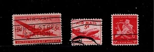 US Scott #C32-33 & C38, Singles 1946-48 Air Mail FVF Used - Picture 1 of 1