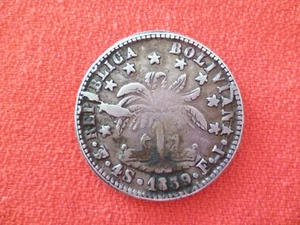 4 SOLES ARGENTO libre por la constitucion Bolivian 1859 - Picture 1 of 2