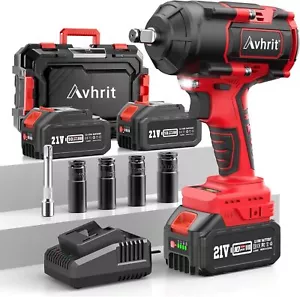 Avhrit Brushless Electric Impact Wrench Cordless High Torque Wrench 2*battery - Picture 1 of 14