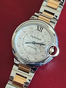 CARTIER Ballon Bleu de Cartier 33mm WE902044 Silver Diamond Dial Ladies Watch - Picture 1 of 11