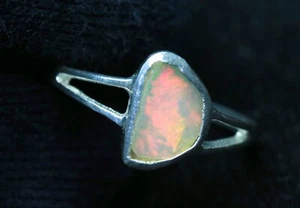 October Birthstone 925 Silver Opal Ring Natural Ethiopian Opal Ring 925 Sterling - Picture 1 of 5