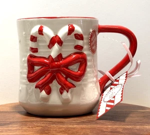 Pfefferminz & Kiefer Schleife handbemalt glasiert Weihnachten Keramik Kaffee Tee Becher Geschenk - Bild 1 von 6