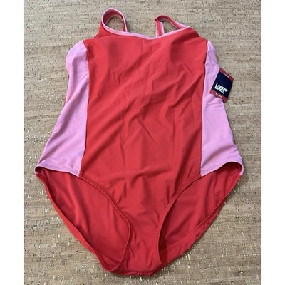 Traje de baño Lands' End de una pieza para mujer talla XL/18 rojo rosa elástico UPF 50 nuevo con etiquetas Foto 1 de 4
