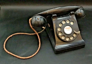 Vtg RELIABLE TOY DOLL BLACK ROTARY PHONE (CANADA) - works - Bild 1 von 5