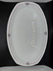 China de hueso fino vintage, plato grande, blanco con flores rosas, Baviera - Imagen 1 de 16