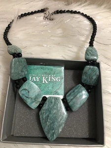 Jay King Black Chalcedony, Amazonite and Lapis Lazuli Reversible Necklace NEW - Picture 1 of 12