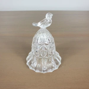 Campana in cristallo con uccellino taglio 3,5 pollici vetro vintage - Foto 1 di 9