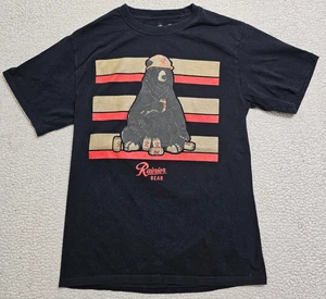 Vintage 90s Rainier Beer Bear Graphic T-Shirt Printed in Seattle Wa. Klein - Bild 1 von 4