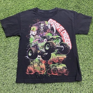 Camiseta Negra Grave Digger Monster Jam Monster Truck Grim Reaper Niños Talla Juvenil M - Imagen 1 de 5