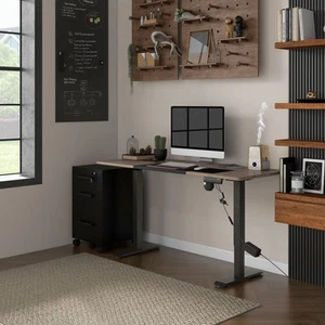 Vinsetto Bureau Électrique Support de Table avec Moteur Métal Naturel Noir - Photo 1/10