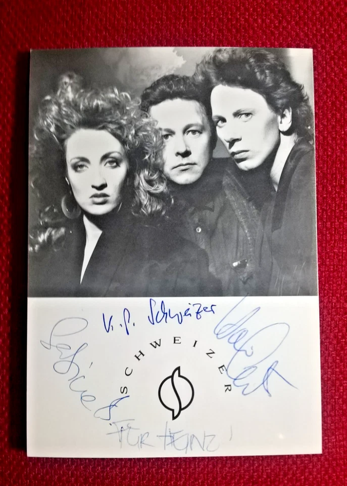 Original-Autogamme der Band "Schweizer", s/w-Bild-Karte, Postkartengröße - Bild 1 von 1