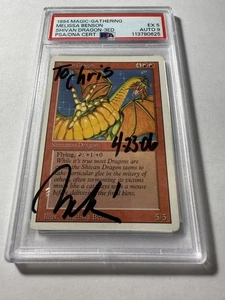 MTG Melissa Benson Signed Shivan Dragon Revised PSA 5 EX Card PSA 9 Auto - Picture 1 of 4