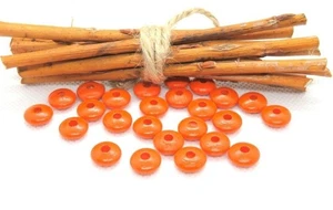 50 perles en bois plates orange pour attache tétine 10 mm Norme CE - Picture 1 of 1