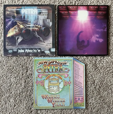 3x Christian Rock LPs-Petra…Beat The System…Washes Whiter Than…More Power To Ya Foto 1 de 4