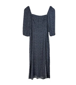 Abercrombie & Fitch Leopard Print 3/4 Sleeve Square Neck Smocked Midi Dress SP - Picture 1 of 12