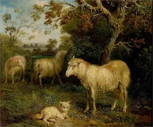 LMOP1682L 100% handmade painted Sheeps Animals oil painting art on canvas - Picture 1 of 2