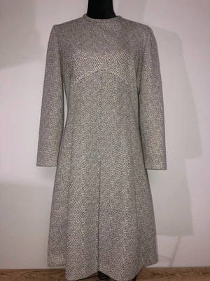 Vestido De Colección Kay Windsor Manga Larga Negro Blanco Geométrico EE. UU. Cremallera Trasera Sin Etiqueta de Talla Foto 1 de 4