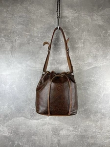Etro Milano Vintage Brown Paisley Bucket Shoulder Bag Made in Italy Leather Trim - Picture 1 of 15