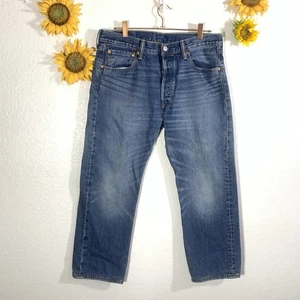 Pantalones de mezclilla rectos para hombre Levi 501 33x30 azul 4 botones - Imagen 1 de 14