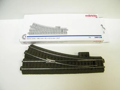 Marklin 24612 HO 17-1/4" R 24.3° C Track Right Hand Manual Switch Turnout (10) - Image 1 of 4