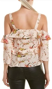 Rachel Zoe Ruffled Cold Shoulder Blouse 100% Silk UK 6 (US 2) RRP £230 - Picture 1 of 6