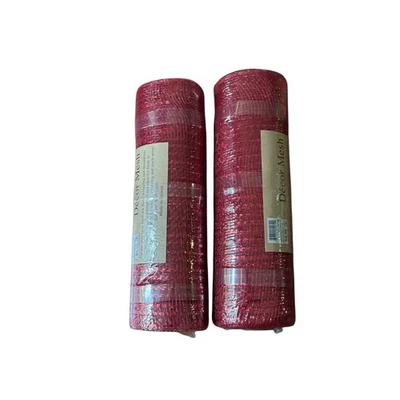 Mesh Polyester Red 10 X 10 Yards Holiday Christmas Metallic 2 Rolls Decoration - Image 1 of 4