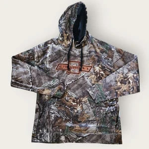 RealTree Hoodie Mens Sz XL Camo Chevrolet Logo Pullover Woodland Hunting Outdoor - Picture 1 of 4
