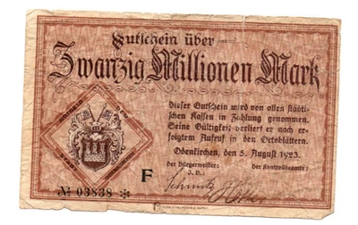 20 000 000  MARK  VG  BANKNOTE  FROM  GERMANY/ODENKIRCHEN  1923 - Image 1 of 2