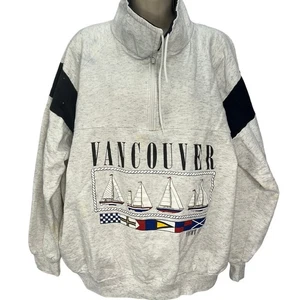 Vintage Vancouver Yacht Club Pullover Sweatshirt grau Segelboot Gr. L 1/4 Zip - Bild 1 von 8