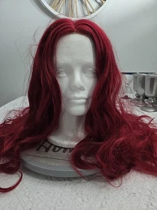 Burgundy Red 26"Long Wavy Wig Realistic Scalp Cosplay Halloween - Picture 1 of 6