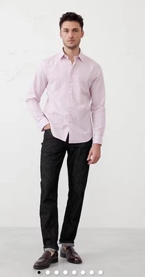 Camisa de Vestir Banana Hombres Calce Atlético Desescolada Ajustada Blanca Rosa Púrpura Rayas L Alta Foto 1 de 3