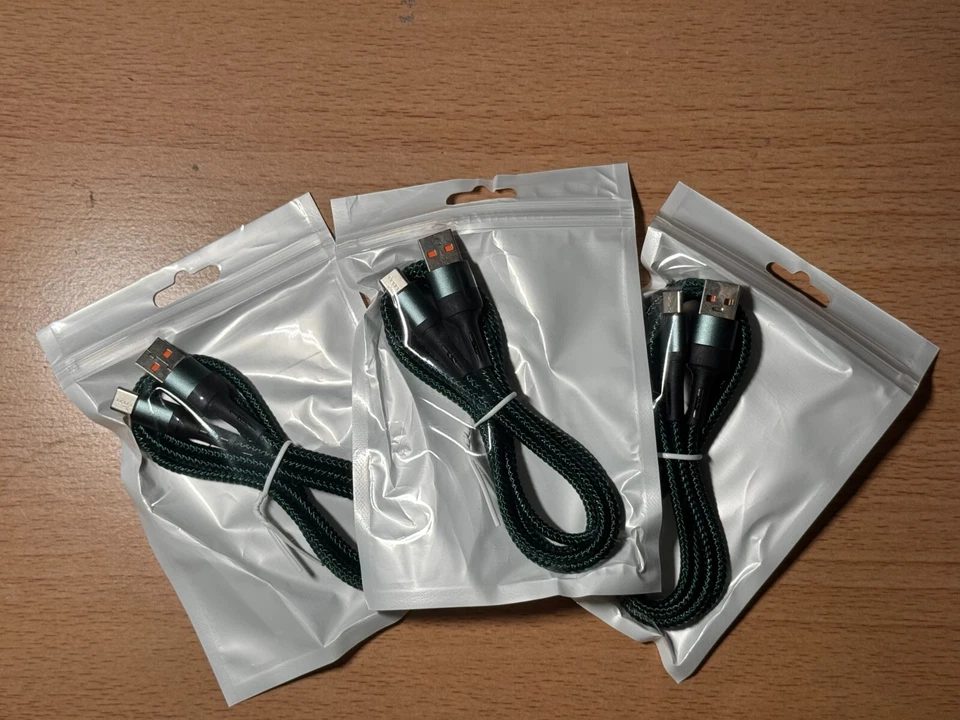 Three-Pack Nylon Fold-Resistant 1 Meter / 3 Feet, USB A to Type C Charger - Image 1 of 1
