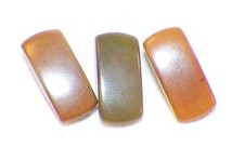 3 Vegetable Ivory Buttons Light Brown Green Rectangle Self Shank #1
