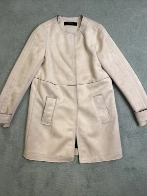 Chaqueta de gamuza sintética rosa pálido para mujer de Zara Basics Talla pequeña Pea Coat Foto 1 de 4