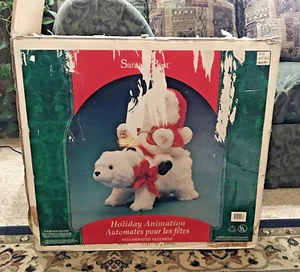 SANTAS BEST SANTA RIDING POLAR BEAR ANIMATED LIGHTS UP TESTED CHRISTMAS 1996 - Picture 1 of 9