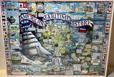 White Mountain Puzzles AMERICAN MARITIME HISTORY 1000 Pc Sailing Ships NEW - Image 1 of 2
