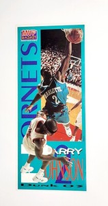 RARE 1993 OVERSIZED MVP BASKET NBA STICKER CARD LARRY JOHNSON CHARLOTTE HORNETS 