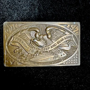 Vintage “The Right To Keep And Bear Arms” 1776 1976 C.P. Romano Belt Buckle 1974 - Picture 1 of 8