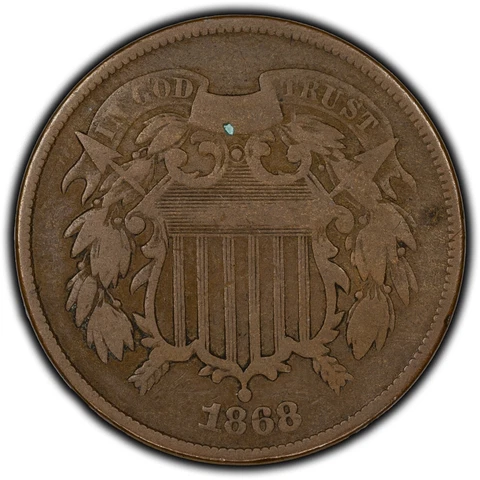 United States 2 Cents 1868 Coin - Fine Cover