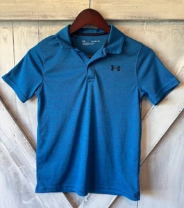UNDER ARMOUR Boys Tech Polo Shirt Blue Size Youth Medium EUC Golf Top Collared - Picture 1 of 7