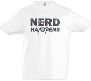 Nerd Happens Kids Boys T-Shirt Geek Nerd Owl Glasses Gamer Computer Science Fun - Picture 1 of 1