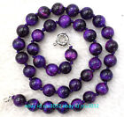 6/8/10/12mm Natural Purple Tigers Eye Round Gemstone Beads Jewelry Necklace 20"