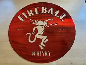 Fireball Metall Wandbild Plasmaschnitt Schild Mancave Bourbon Whisky Fass Geschenkidee - Bild 1 von 2