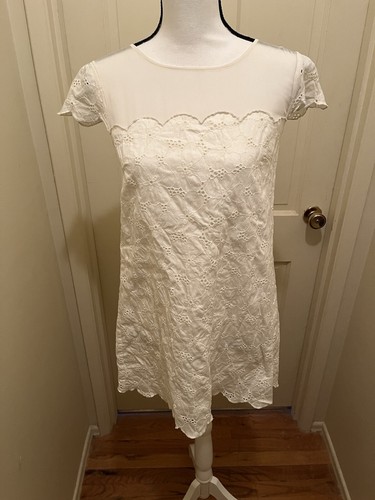 OFF WHITE Abito estivo FREE PEOPLE donna bianco sporco occhielli pizzo taglio us intime ottimeioni condiz ta