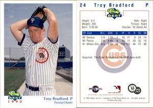 Troy Bradford 1992 Classic Best Peoria Chiefs #24 Card *AutographDen*