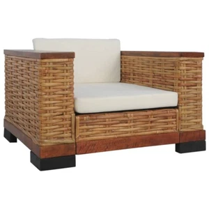Sessel mit Kissen Braun Natur Rattan - Bild 1 von 9